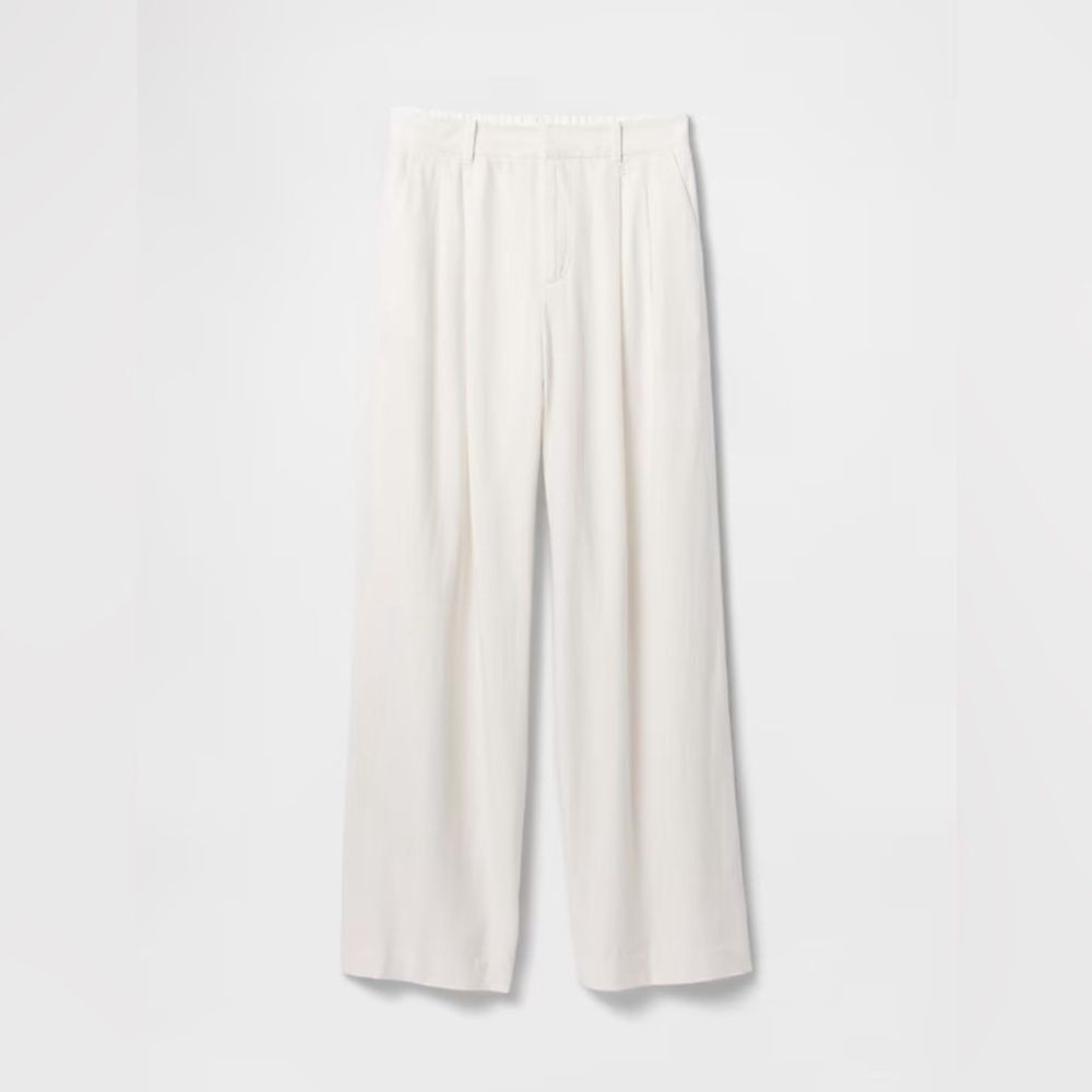 NWT! GAP Off White 365 High Rise Linen-Blend Trousers - 6 TALL 🩷 - Picture 7 of 9